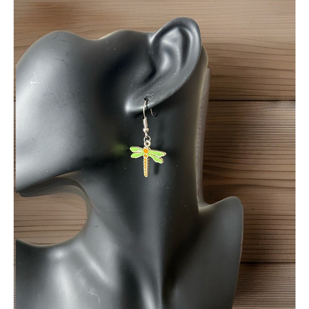 Cute Pair Of Epoxy Dragonfly Dangle Earrings